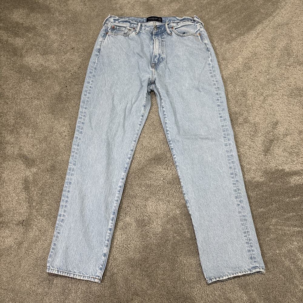 Abercrombie & Fitch Loose Jeans Mens 34x34 Blue Authentic Rigid Denim Light Wash